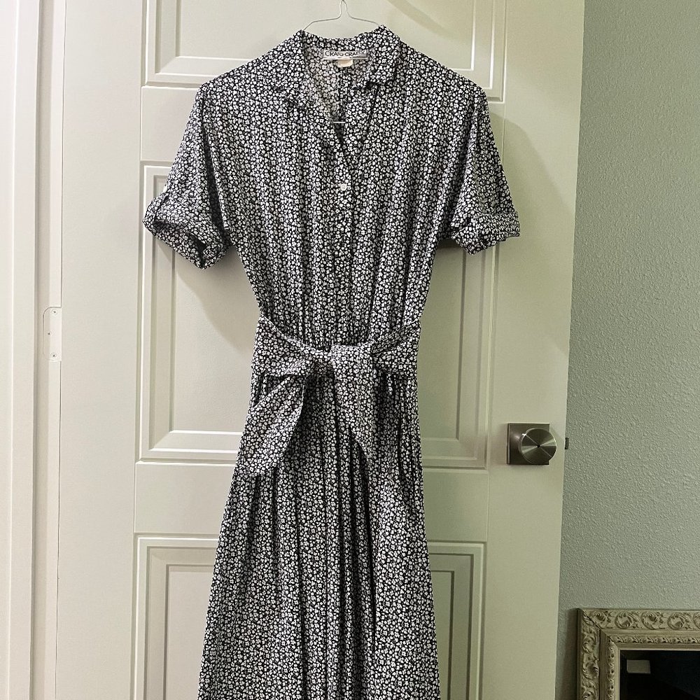 Vintage Floral short-sleeved cotton dress